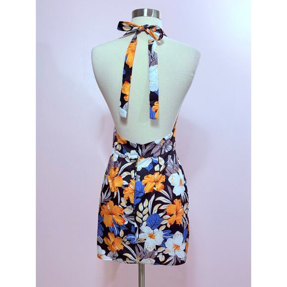 Unbranded Floral Halter Mini Dress Size Small - Picture 3 of 5